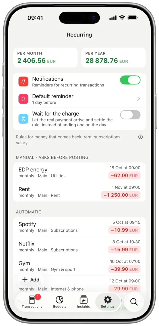 Recurring payments: some post themselves, some wait for a tap