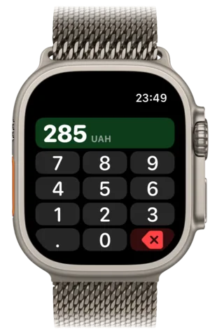 Клавіатура Apple Watch із введеною сумою