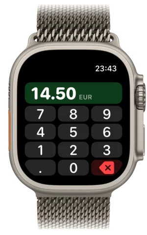 Apple Watch keypad with an amount typed in